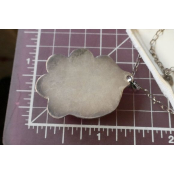 Vintage Sterling Silver Chain Necklace With Southwestern Green Stone Pendant - Picture 9 of 9